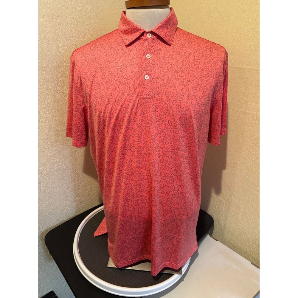 Southern Tide Mens Driver Pineapple Paradise Polo Shirt Sunset Coral Large NWT